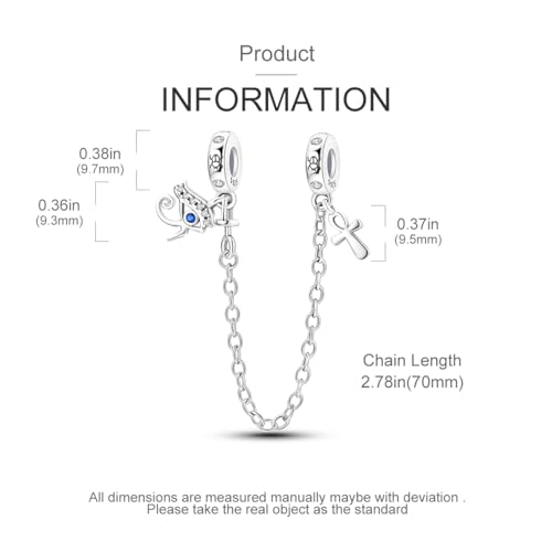 925 Sterling silver Safety Chain Charm for Bracelet Pendants Clip Beads | Infinite Love Butterfly Evil Eye Stopper Spacer dangle Charm for Woman Jewelry Gift - color: Cross Chain