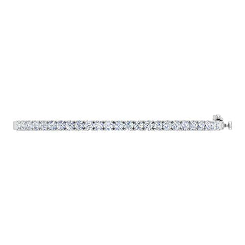 2 Carat 4 Prong Set Round Cut Natural Diamond Bangle Bracelet for Women 10K Gold (7 Inch) (I2I3 Clarity) - color: White Gold