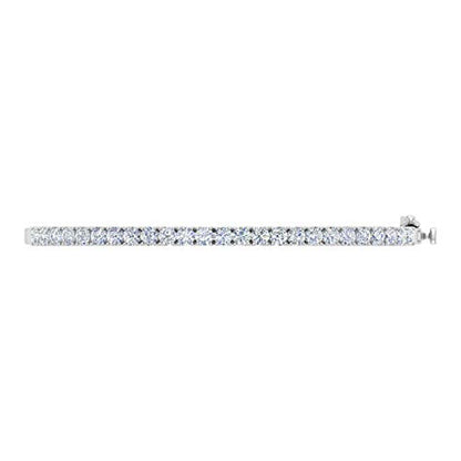 2 Carat 4 Prong Set Round Cut Natural Diamond Bangle Bracelet for Women 10K Gold (7 Inch) (I2I3 Clarity) - color: White Gold