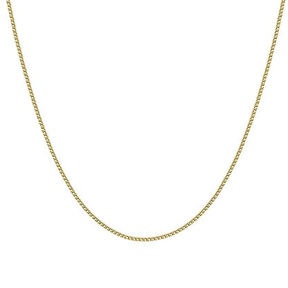 PAVOI 14K Gold Plated Adjustable Link Chain Necklace for Women | Box Rope Sphere Bead Serpentine Anchor Mariner Gold Chain Necklaces - color: Yellow Gold, style: Box