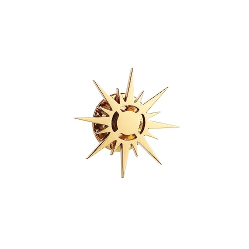 Stainless Steel Solar Apollo Sun Brooch for Mens Lapel Pins - color: gold