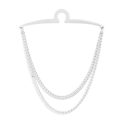 2pcs Set Men's Tie Chain Necktie Tie Clips Link Chain Gift Box - style: 2pcs Silver