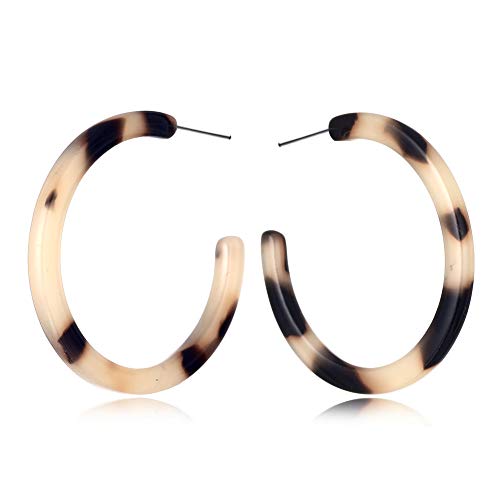 Acrylic Resin Hoop Earrings - Fashion Bohemia Tortoise Shell Large Circle Stud Earrings for Women
