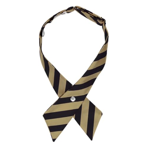 tiemart Crossover Tie - color: Golden Champagne and Black Striped