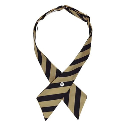 tiemart Crossover Tie - color: Golden Champagne and Black Striped