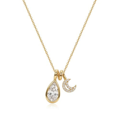 MTMY Gold Moon Pendant Necklace for Women,14K Gold Plated Dainty Chain Crescent Moon Sun Star Necklace Jewelry - style: drop moon