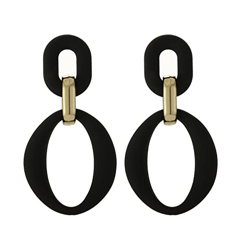 RUOFFETA Acrylic Rectangle Earrings, Fashion Acrylic Square/Oval/Hoop Statement Drop Earrings for Women - color: Black Oval