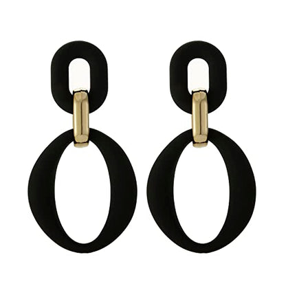 RUOFFETA Acrylic Rectangle Earrings, Fashion Acrylic Square/Oval/Hoop Statement Drop Earrings for Women - color: Black Oval