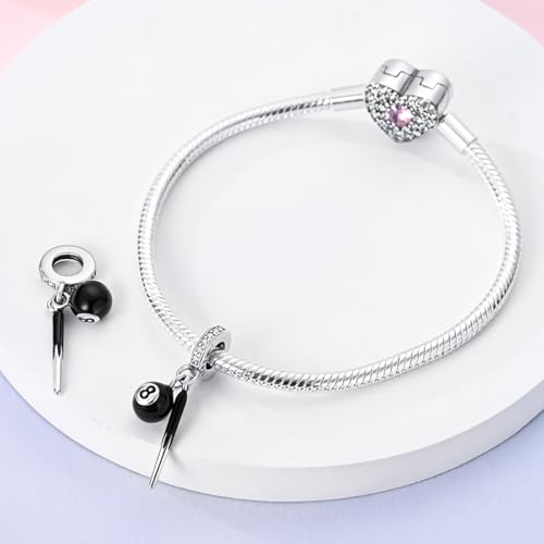 LNQOBU 925 Sterling Silver Charms for Bracelets Necklaces,5A Cubic Zirconias Evil Eye Dangle Beads Charms Jewelry Gift for Women (With one Spacer Beads Charms) - style: Pool Pendant