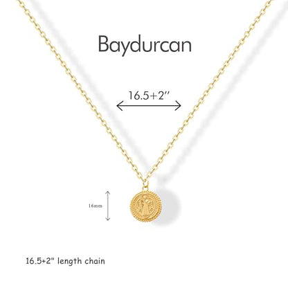 Baydurcan Dainty Gold Necklace for Women Ankh Mom Jesus Sun Star Necklace | 14K Gold Plated Pendant Necklaces Gifts for Friends Sister Mother, Birthday, Christmas, Graduation, Inspirational Gifts - style: Saint Benedict