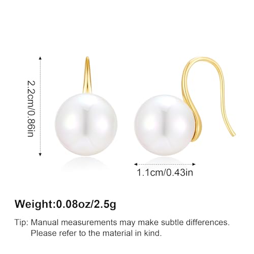 Pearl Earrings for Women Minimalist Pearl Drop Earrings Elegant Leverback Dangle Earrings Wedding jewelry Bridesmaid Gifts - style: round-12mm
