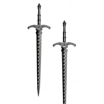 2PCS Viking Sword Hair Pins - Black Metal Hair Sticks for Women | Gothic Hair Accessories for Buns, Updos, Renaissance Festival, Halloween & Cosplay