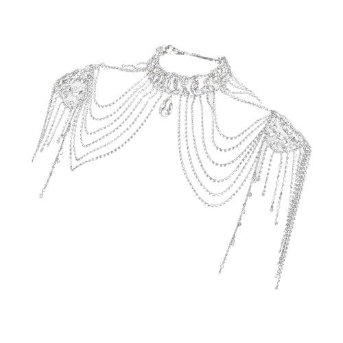 Crystal Tassels Arm Chain Women Body Jewelry Multilayer Shoulder Body Jewelry Shoulder Chain Necklace for Any Occasion - color: Silver