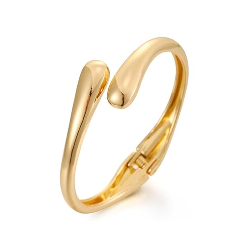 MIFYNN Chunky Gold Bracelet for Women Gold Bangle Bracelet Twisted Hinged Spiraled Oval Bracelets Trendy Irregular Minimalist Open Wide Wrist Cuff Bracelets Statement Jewelry Gift - color: Gold
