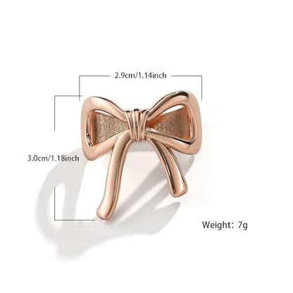 Bowknot Oblate Silk Scarf Ring Brooch for Women Metal Elegant Bow Butterfly Shawl Scarves Buckle Wrap Clasp Clip Rings Brooches Fashion Delicate Wedding Anniversary Dress Accessories Jewelry - color: Rose Gold Plated