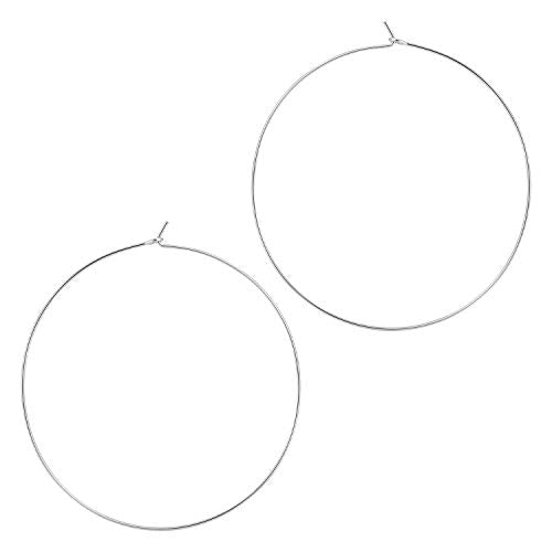 ESMATOO Thin Gold Hoop Earrings for Women - Hypoallergenic Lightweight Gold Hoop Earrings Dainty - Large - color: Silver, size: 70MM