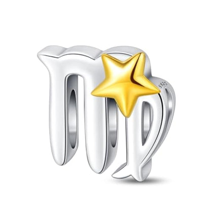 925 Sterling Silver 12 Astrological Signs Charm for Bracelets and Necklace Happy Birthday Charms for Bracelet and Necklace Valentine's Day Mother's Day Gift - style: Virgo Charm