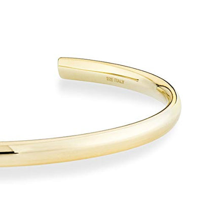 Miabella 925 Sterling Silver or 18K Gold Plated 925 Sterling Silver Italian 4mm Open Cuff Polished Bangle Bracelet for Women Adjustable 7.25 to 7.5 Inch Made in Italy - style: Yellow-Gold-Plated-Silver