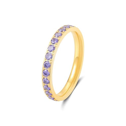 Birthstone Rings for Women 14K Gold Filled Stacking Rings for Oura Ring Gen 4/Oura Ring Gen 3, Cubic Zirconia Wedding Eternity Bands - color: 02. February