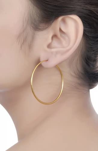 3 Pairs Sterling Silver Large Hoop Earrings Set for Women 40 50 60MM | 14K White Gold Plated, Hypoallergenic - style: J:Gold 20mm 30mm 40mm