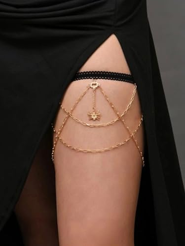 Snake Thigh Chain for Women, Medusa Serpent Garter Leg Jewelry, Gothic Leg Accessories for Halloween Costume, Festival Fashion - style: W Gold Crab Thigh Chain