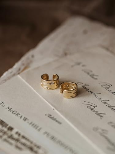 Gold Ear Cuff Earrings for Women Non Piercing Hoop | Clip on,Wrap Cartilage,14K Gold Plated,Dainty Small Simple,Hypoallergenic Everyday,Lightweight,Illusion Jewelry - color: 07. Irregular Band