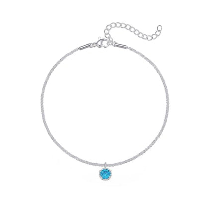 Wellike Silver Ankle Bracelets For Women Waterproof Birthstone Anklets Adjustable Sparkly Chain Silver Plated Stainless Steel Anklet Non Tarnish Jewelry - color: KKWJL185-12