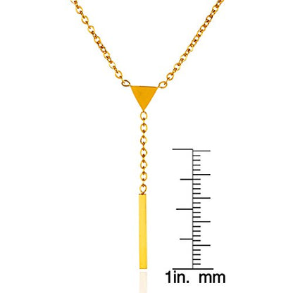 West Coast Jewelry ELYA Women's Polished Triangle Bar Drop Lariat Necklace | Crafted in solid stainless steel, this necklace resists tarnish and stands up to daily wear. - color: Gold