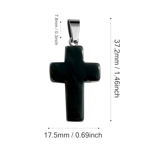 12PCS Natural Stone Cross Pendant Gemstone Charms Bulk for Jewelry Making | Healing Crystal Quartz Chakra Reiki Gemstone Pendants Charms Bulk for Necklace Craft - color: Obsidian Cross