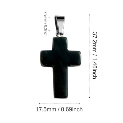 12PCS Natural Stone Cross Pendant Gemstone Charms Bulk for Jewelry Making | Healing Crystal Quartz Chakra Reiki Gemstone Pendants Charms Bulk for Necklace Craft - color: Obsidian Cross