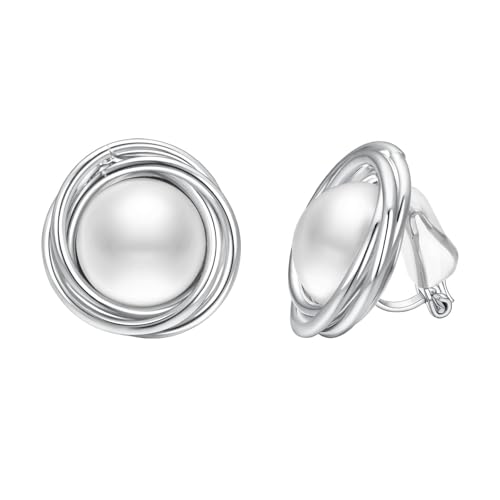 Yoursfs Faux Pearl Clip On Earrings For Women 18K Gold Plated Button Ear Clips - style: Faux Pearl Clip On Earrings