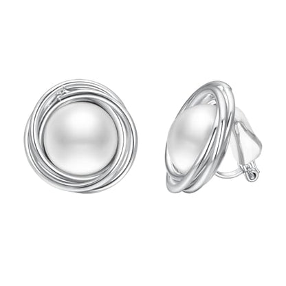 Yoursfs Faux Pearl Clip On Earrings For Women 18K Gold Plated Button Ear Clips - style: Faux Pearl Clip On Earrings