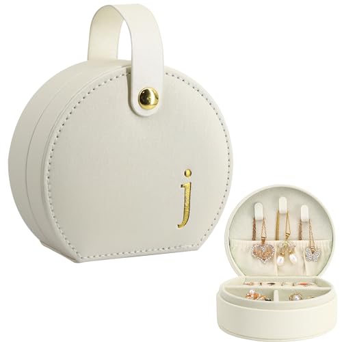 COLLECTIVE HOME Small Travel Jewelry Case for Women, Detachable Handle (j) | Portable Jewelry Box, Organizer for Rings, Earrings,Necklaces, Birthday, Christmas, Mother's Day Personalized Gifts for Women - color: j