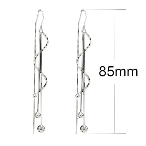 925 Sterling Silver Dangle Earrings with Charms Heart, Water drop, Moon, Star Long Drop Earring for Women Jewelry Gifts Hypoallergenic - color: spiral tassels