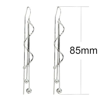 925 Sterling Silver Dangle Earrings with Charms Heart, Water drop, Moon, Star Long Drop Earring for Women Jewelry Gifts Hypoallergenic - color: spiral tassels