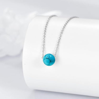 925 Sterling Silver Black Pearl Necklace Choker Jewelry Birthday Gifts for Women - style: Turquoise