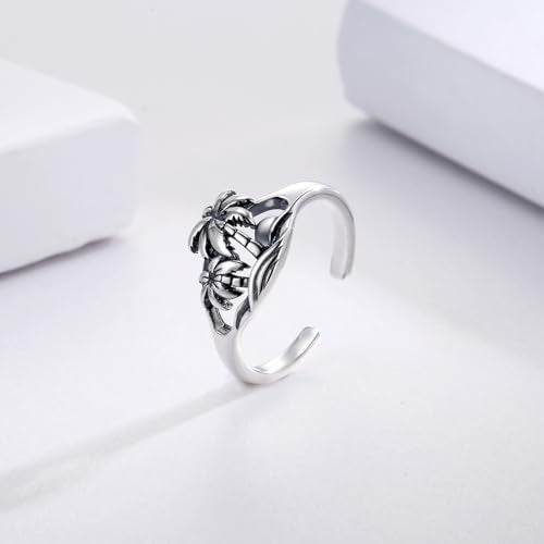 925 Sterling Silver Toe Ring Adjustable Butterfly Filigree Boho Ocean Wave Summer Jewelry for Women - style: Palm Ocean Sunset