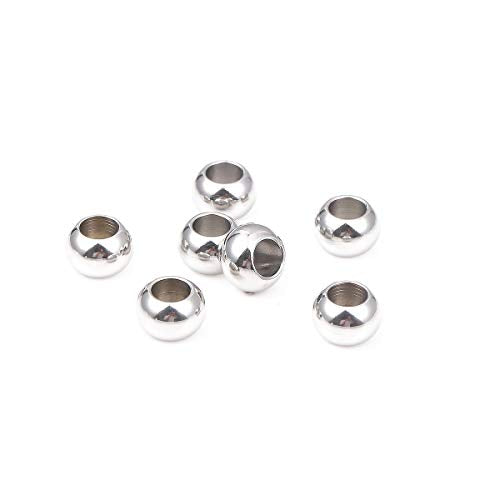 Stainless Steel Spacer Beads 12x8mm Round Loose Charm Caps Beads for DIY Jewelry Making 10pcs with 6.5mm Hole - color: 12x8mm 6.5mm