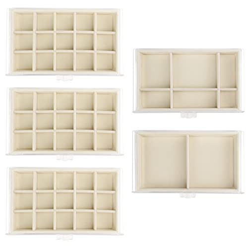 Acrylic Jewelry Box 5 Drawers Clear Earring Storage Organizer Display Case - color: Beige 5 Layers