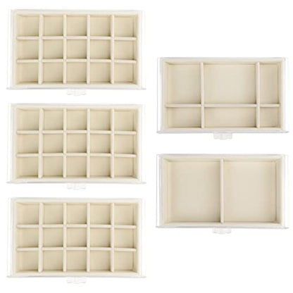 Acrylic Jewelry Box 5 Drawers Clear Earring Storage Organizer Display Case - color: Beige 5 Layers