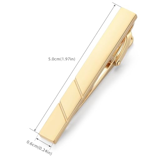 HONEY BEAR 1.97" 2.12" 2.36" Standard Tie Clip for Men Business Wedding | Classic Minimalist, Steel-Plated Copper Base, Gift-Boxed, Thickened, Rounded Corners, Easy to Slide On, No Snag or Wrinkle - style: Matte Gold 5cm
