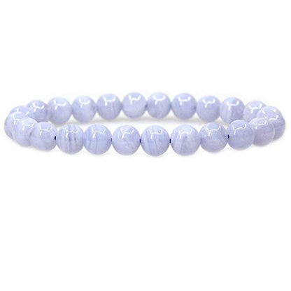 Angelstones Gemstones 8mm Round Beads Healing Crystal Bracelet for women | Natural Gemstone, Handmade Gifts for Women, Healing Crystal Round Beaded Stretch Bracelets, Unisex Jewelry for Women and Men - color: Blue Lace Agate