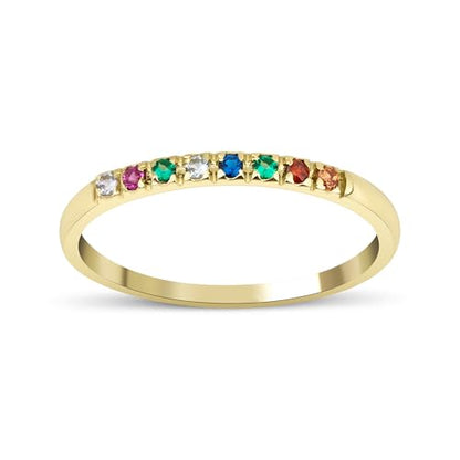 Dainty Multi-Stone Ring, 1-10 selectable Birthstones Ring, Minimalist Ring, Handmade Family Ring, Custom Ring, Personalized Gift, Mothers Day Gift, 14K gold & 925K Silver Ring - style: 8 birthstones