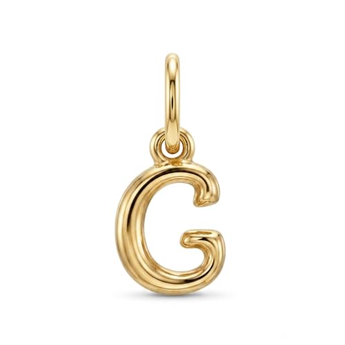 Gold Puffed Initial Letter Charm - 10 Karat Gold - 3D Bubble Letter Pendant - style: Letter g