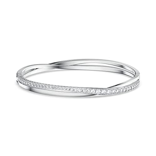 Swarovski Twist Rows Crystal Bracelet Collection, Rhodium & Rose Gold Tone Finish, Clear Crystals - size: Medium, style: Rhodium Tone Finish