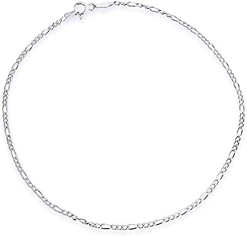 Savlano 925 Sterling Silver Solid Italian Figaro, Rope,Herringbone, Curb, Ball Bead, Snake, Mariner Chain Anklet for Women, Comes in 0.8mm - 5mm With Gift Box - style: Figaro 2mm