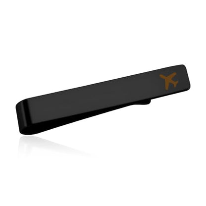 Mens Airplane Tie Clip for Boyfriend Husband Son Flight Attendant Accessories for Men - style: Black base model