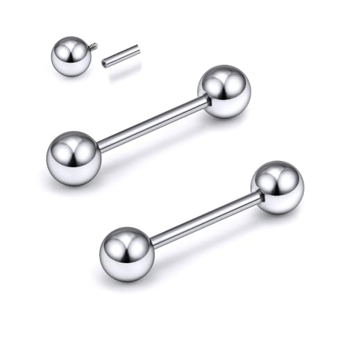 2G 4G 6G 8G 10G 12G 14G 16G Astm F136 Titanium Internally Threaded Nipple Tongue Rings Piercing Jewelry Industrial Straight Barbell Tongue Nipple Ring Bridge Piercing Jewelry For Women Men - size: 14 Gauge-12MM