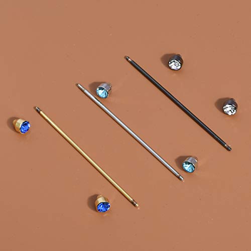 Sparkling Czech Crystal Stone Collar Bar Tie Necktie Pins Shirt Collar Stud Bar for Men with Gift Box - color: 3PCS Multicolor