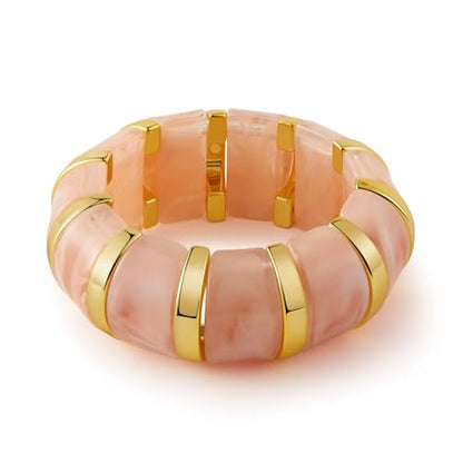 YBMYCM Acrylic Chunky Bangles Bracelets for Women Resin Gold-plated Stackable Stretch Bracelet Wide Wristbands Gift Jewelry - color: Light pink